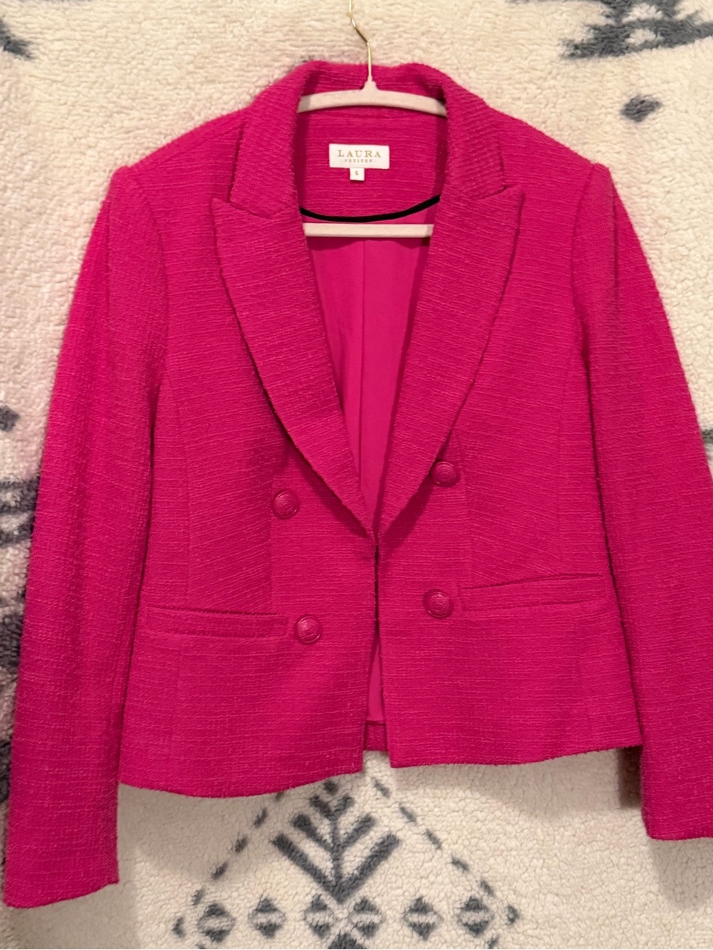 Laura Pink Bouclé Double-Breasted Blazer